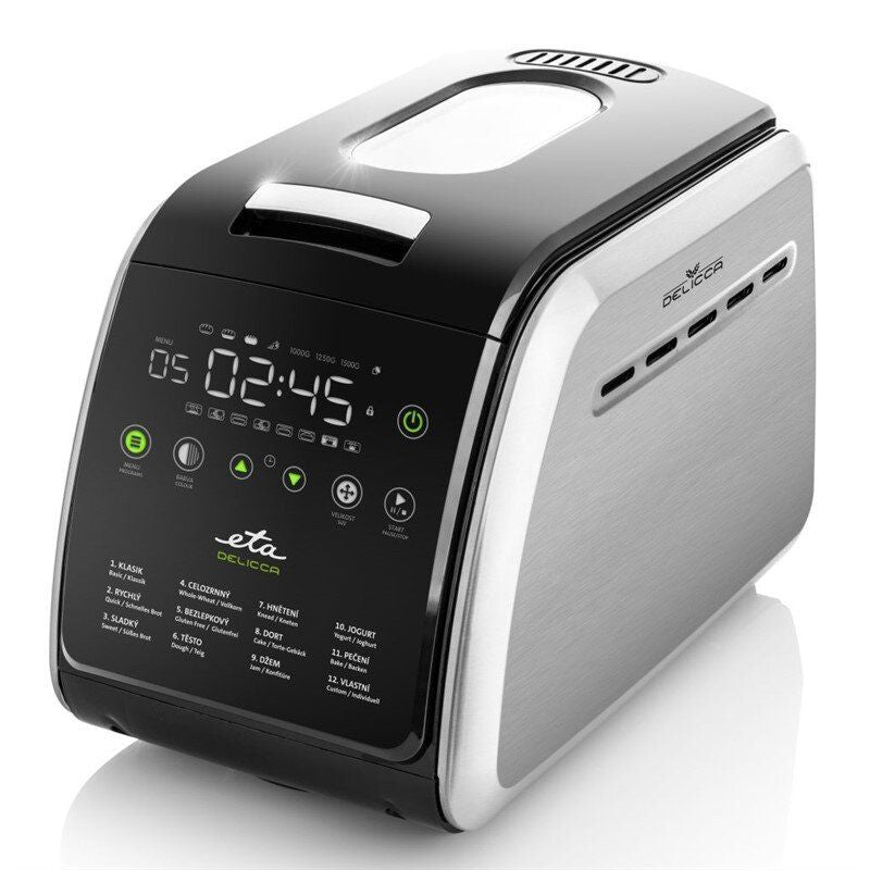 Bread maker ETA  Bread maker Delicca II 714990030 Power 850 W, Number of programs 12, Display Yes, Black/Stainless steel