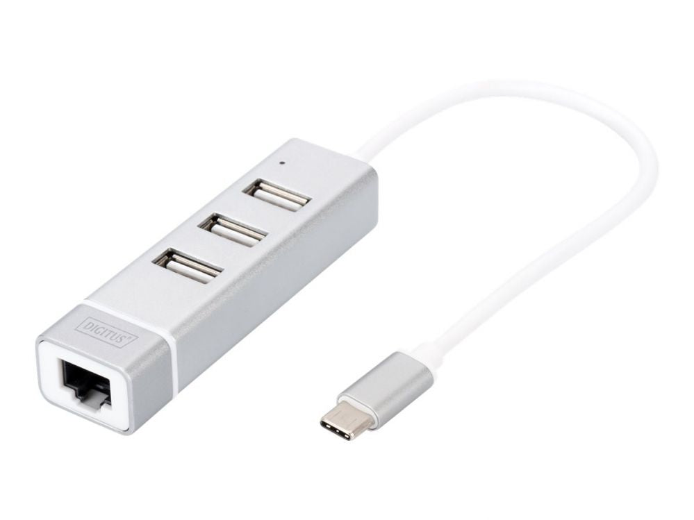 Другой аксессуар для компьютера Digitus  USB Type-C 3-Port Hub + Fast Ethernet LAN Adapter