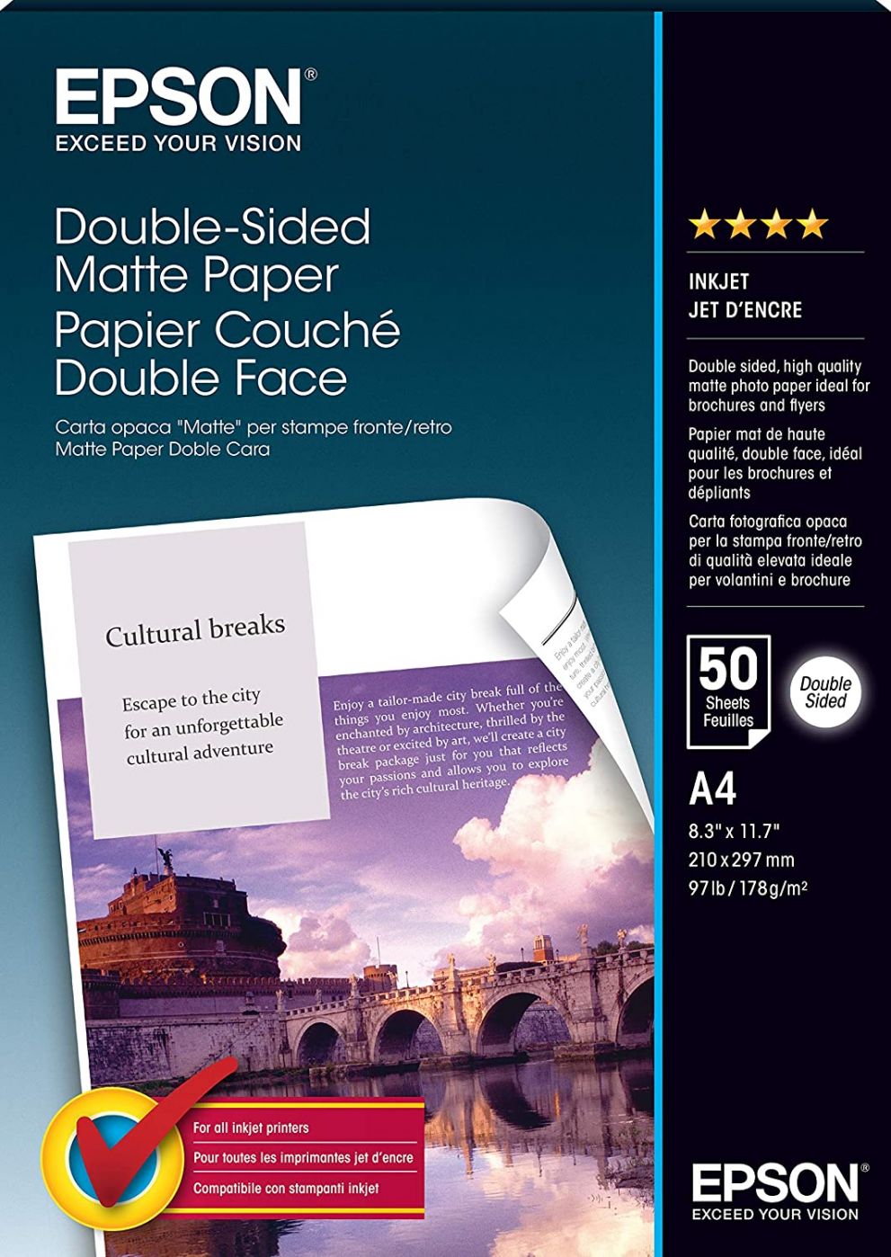 Офисные принадлежности EPSON  Double Sided Matte Paper - A4 - 50 Sheets A4