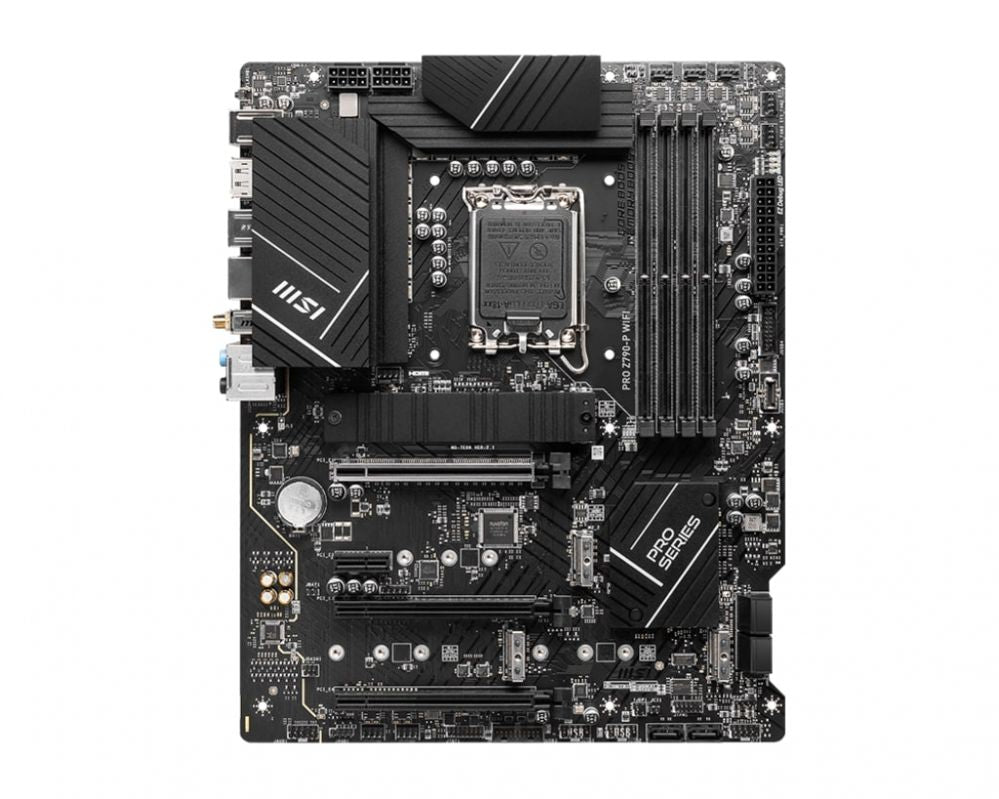 Intel protsessori emaplaat MSI  PRO Z790-P WIFI Processor family Intel Processor socket  LGA1700 DDR5 DIMM Memory slots 4 Supported hard disk drive interfaces 	SATA, M.2 Number of SATA connectors 6 Chipset Intel Z790 ATX