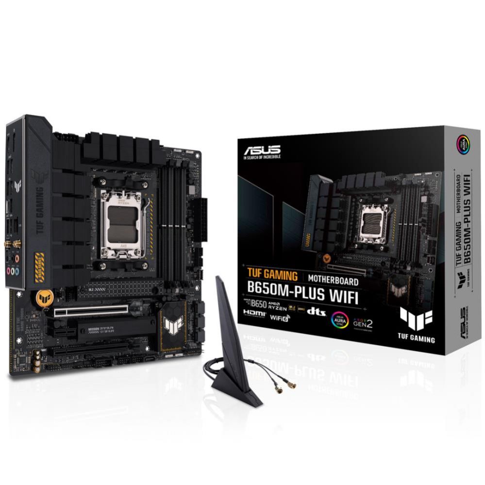 Материнская плата для процессоров AMD Asus  Mainboard||AMD B650|SAM5|MicroATX|Memory DDR5|Memory slots 4|1xPCI-Express 4.0 1x|1xPCI-Express 4.0 16x|2xM.2|1xHDMI|1xDisplayPort|4xUSB 2.0|3xUSB 3.2|1xUSB-C|1xRJ45|5xAudio port|TUFGAMB650M-PLUSWIFI