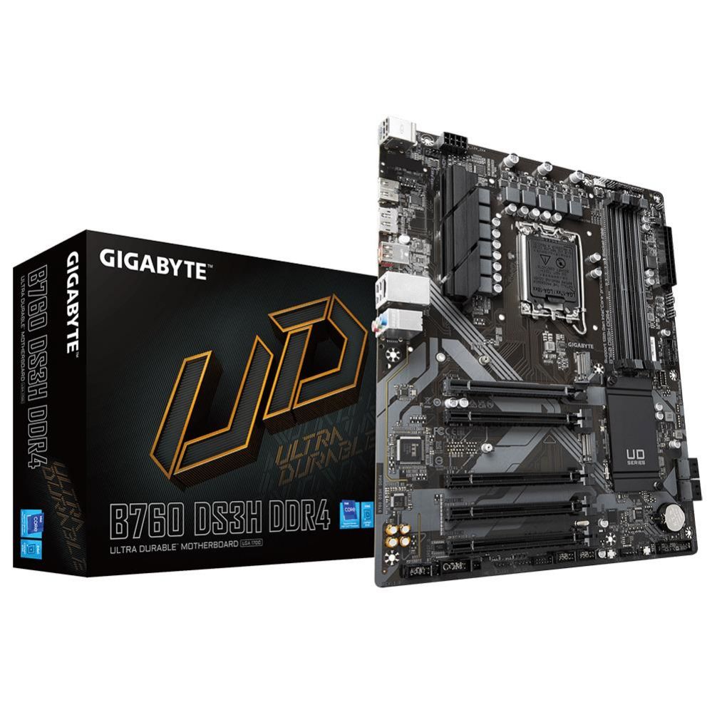 Intel protsessori emaplaat Gigabyte  Mainboard||Intel B760 Express|LGA1700|ATX|Memory DDR4|Memory slots 4|4xPCI-Express 3.0 1x|1xPCI-Express 4.0 16x|2xM.2|1xHDMI|1xDisplayPort|4xUSB 2.0|1xUSB 3.2|1xUSB-C|1xPS/2|1xRJ45|3xAudio port|B760DS3HDDR4