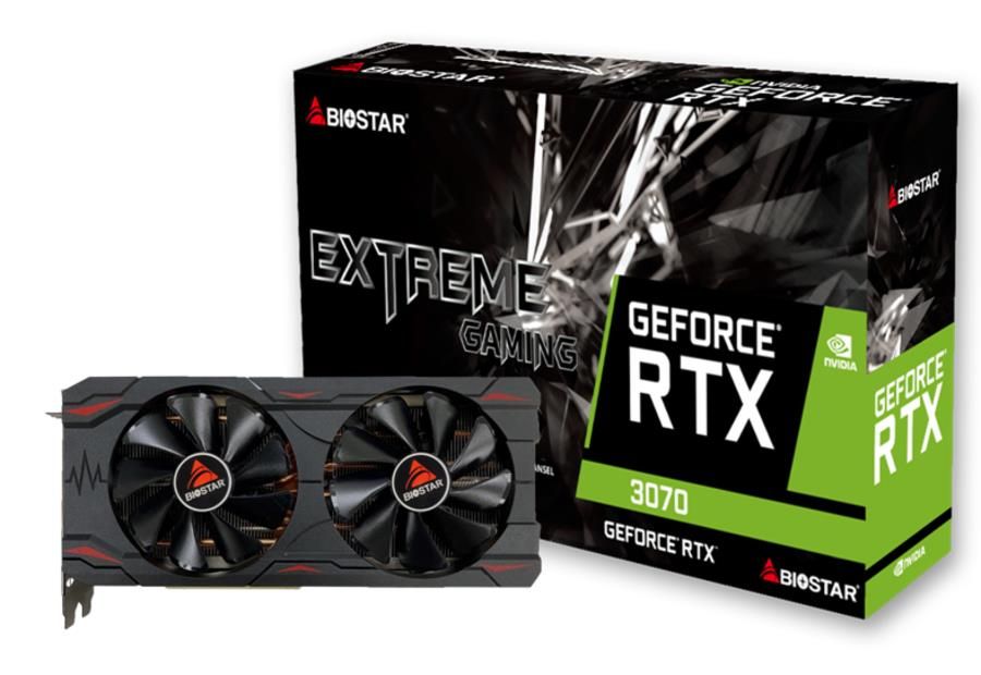 Graafikakaart / ideokaardid BIOSTAR  Graphics Card||NVIDIA GeForce RTX 3070|8 GB|GDDR6|256 bit|PCIE 4.0 16x|GPU 1500 MHz|Dual Slot Fansink|1xHDMI|3xDisplayPort|VN3706RM82