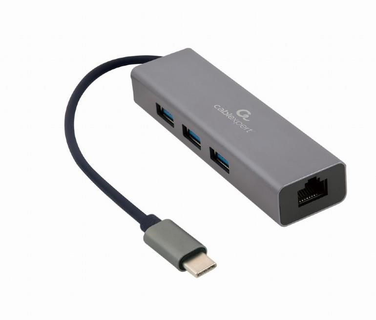 Modules and transceivers Gembird  I/O ADAPTER USB-C TO LAN RJ45/USB HUB A-CMU3-LAN-01