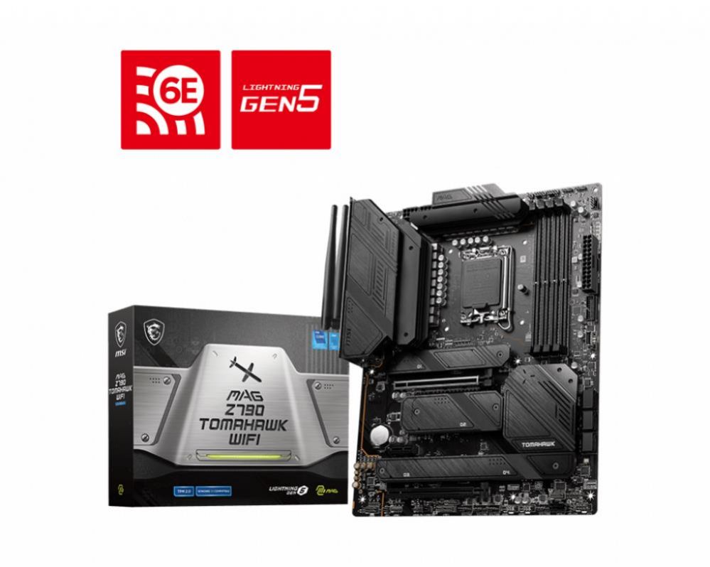Intel protsessori emaplaat MSI  Mainboard||Intel Z790|LGA1700|ATX|Memory DDR5|Memory slots 4|1xPCI-Express 3.0 1x|2xPCI-Express 5.0 16x|4xM.2|1xHDMI|1xDisplayPort|8xUSB 3.2|2xUSB-C|1xOptical S/PDIF|1xRJ45|5xAudio port|MAGZ790TOMAHAWKWIFI