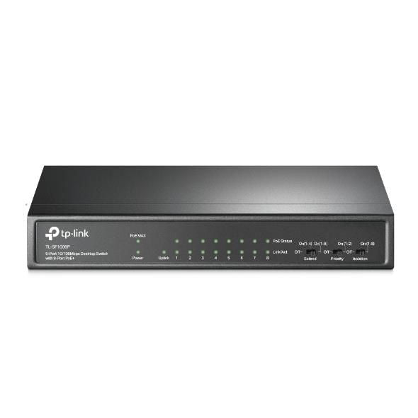 Commutator TP-Link  Switch||TL-SF1009P|Desktop/pedestal|9x10Base-T / 100Base-TX|PoE+ ports 8|TL-SF1009P