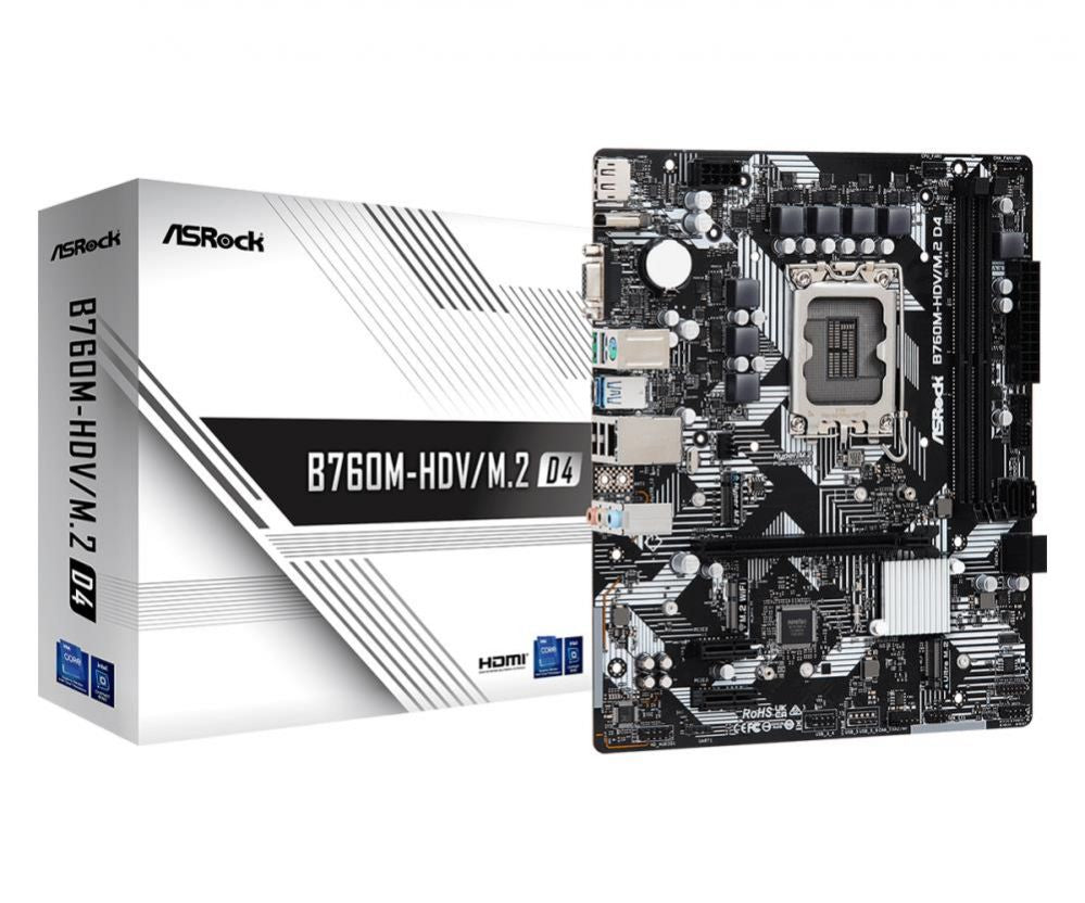 Motherboard for Intel processors Asrock  MB B760 S1700 MATX/B760M-HDV/M.2 D4
