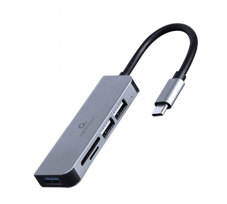 Üleminek Gembird  I/O HUB USB-C 3PORT+CR/UHB-CM-CRU3P1U2P2-01