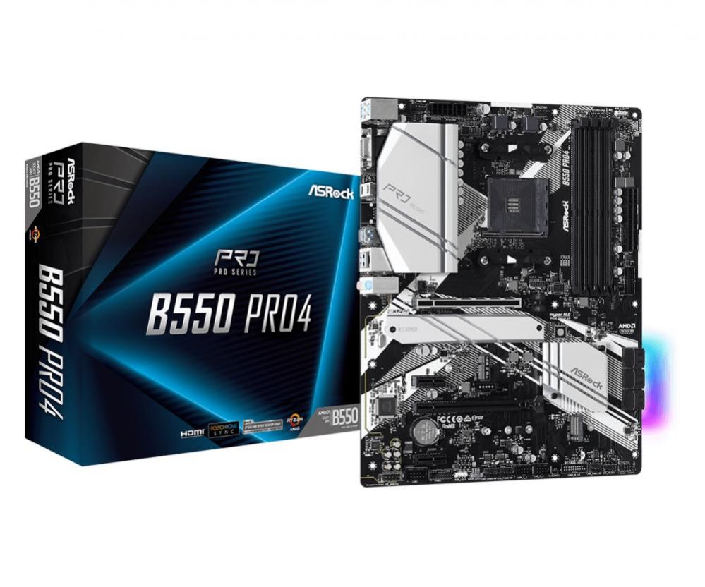Motherboard for AMD processors Asrock  Mainboard||AMD B550|SAM4|ATX|2xPCI-Express 3.0 1x|1xPCI-Express 3.0 16x|2xM.2|1xPCI-Express 4.0 16x|Memory DDR4|Memory slots 4|1x15pin D-sub|1xHDMI|1xUSB type C|5xUSB 3.2|1xPS/2|1xRJ45|3xAudio port|B550PRO4