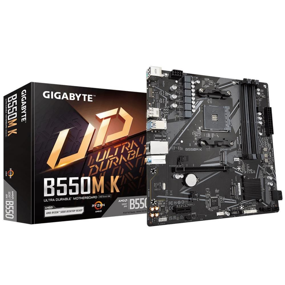 AMD protsessori emaplaat Gigabyte  Mainboard||AMD B550|SAM4|Micro-ATX|Memory DDR4|Memory slots 4|1xPCI-Express 3.0 1x|1xPCI-Express 4.0 16x|2xM.2|1xHDMI|1xDisplayPort|2xAudio-In|1xAudio-Out|4xUSB 2.0|4xUSB 3.2|1xPS/2|1xRJ45|B550MK