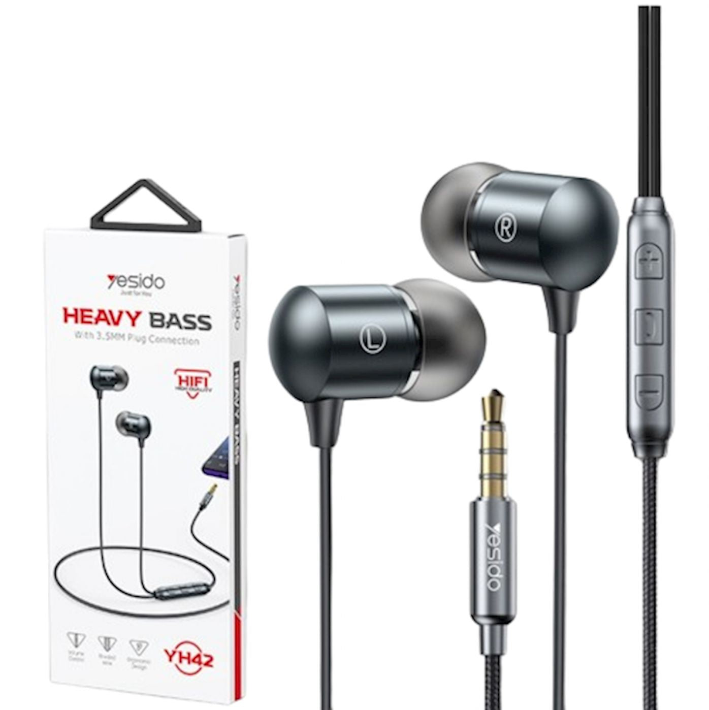 Kõrvaklapid yesido  YH42 Earphone 3.5mm With Microfone Black