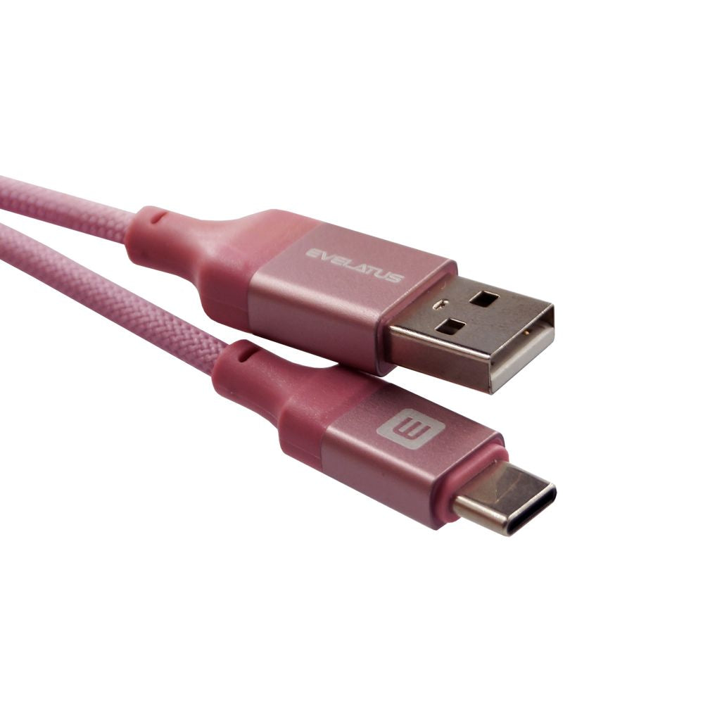 Cable Evelatus  Cable USB A to C 2M Aluminum housing braiding Pink Pink
