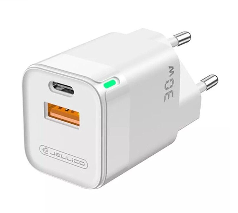 Адаптер Jellico  C44 Mini PD 30W QC 3.0 Smart Adaptive Fast Charger with 1x USB-C (5-20V) / USB 3A White