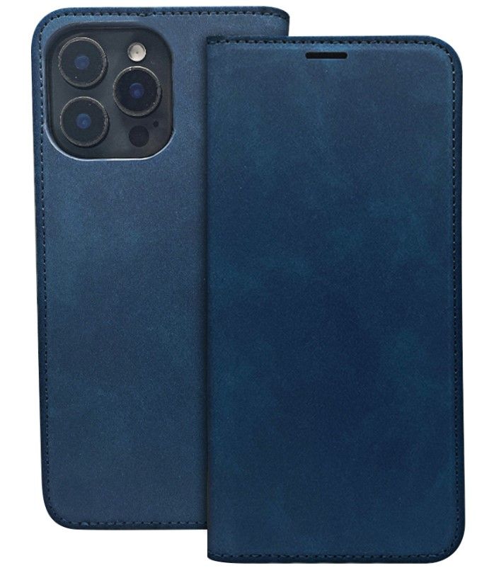 Book case iLike Samsung Galaxy A35 5G Smart Suede case Navy Blue