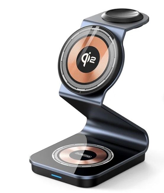 Juhtmeta laadija Duzzona  W21 3-in-1 15W Wireless Charging Stand Teléfono Auricador de Auriculares Cargador (certificado Qi2) Black