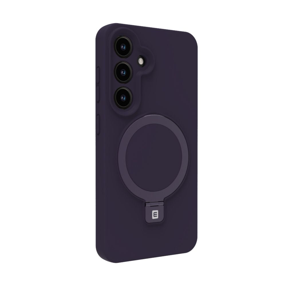 Back panel cover Evelatus Samsung Galaxy S25 Premium Magnetic with Stand Soft Touch Silicone Case Purple