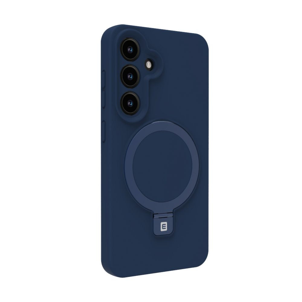 Back panel cover Evelatus Samsung Galaxy S25 Premium Magnetic with Stand Soft Touch Silicone Case Midnight Blue