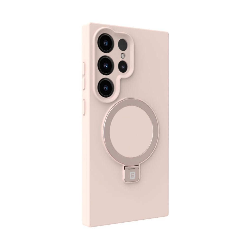 Back panel cover Evelatus Samsung Galaxy S25 Ultra Premium Magnetic with Stand Soft Touch Silicone Case Pink Sand