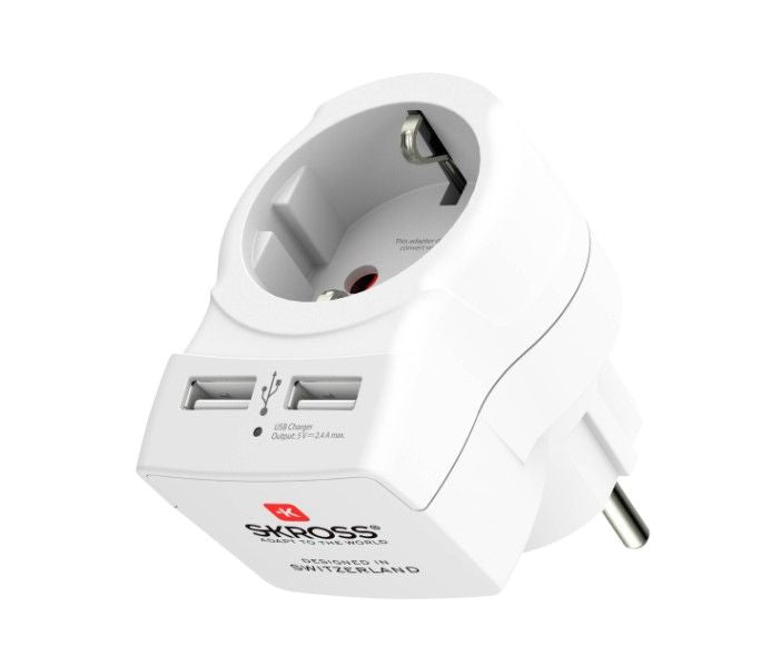 Üleminek Skross  In-line socket + USB White