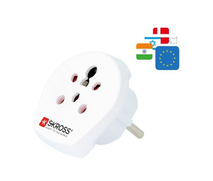 Üleminek Skross  Travel adapter Denmark, India - Israel to Europe White