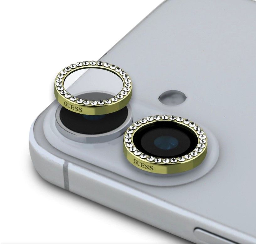 Защитное стекло Guess Apple iPhone 16/16 Plus Fixed Glliter Protective Lens Gold