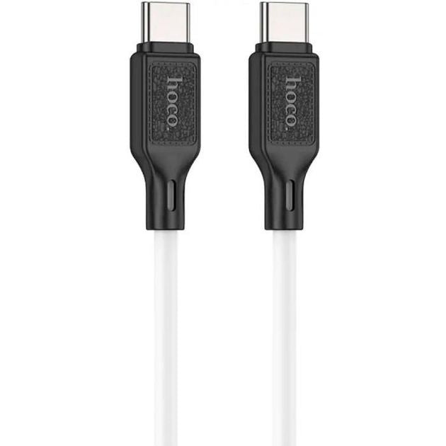 Cable Hoco  X90 Cool 60W silicone charging data cable for Type-C to Type-C White