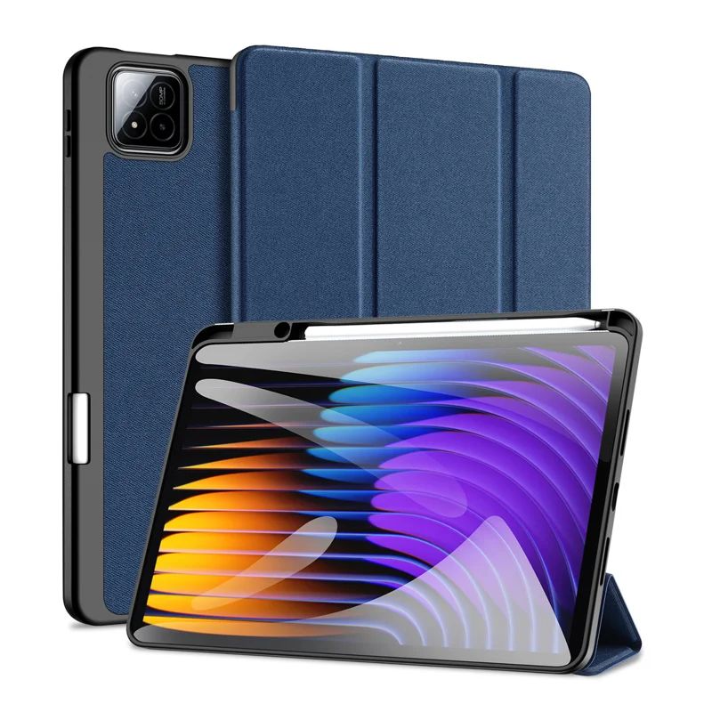 Kaaned Dux Ducis  Redmi Pad 7/7 Pro Domo Series Tri-fold Stand PU Leather Tablet Cover Blue
