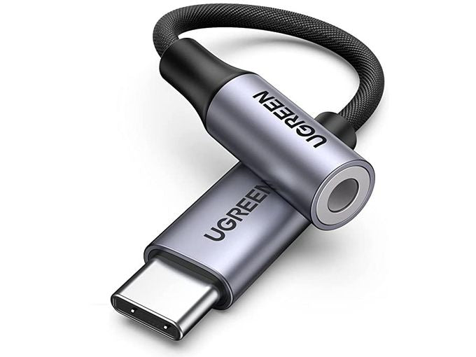 Üleminek Ugreen  USB-C to 3.5mm M/F Cable Aluminum Shell with Braided 10cm (80154) Black Grey