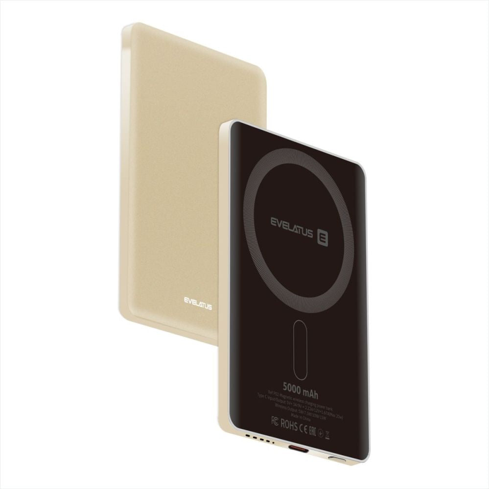 Väline aku Evelatus  Evelatus PD20W 5000mAh Power Bank MagLink Elite With Wireless charging EVEP02PBMEG Gold