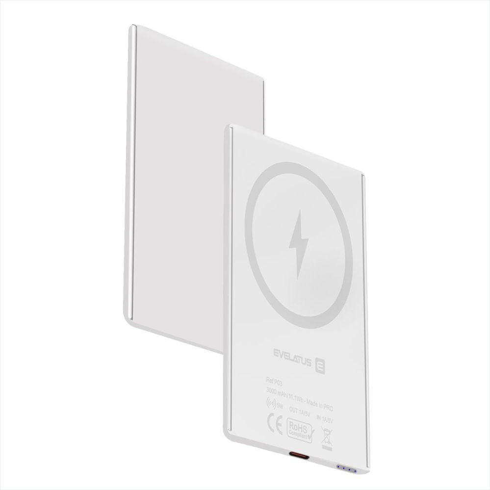 Внешний аккумулятор Evelatus  Evelatus 3000mAh Power Bank Super Slim With Wireless charging EVEP03PBSSW White