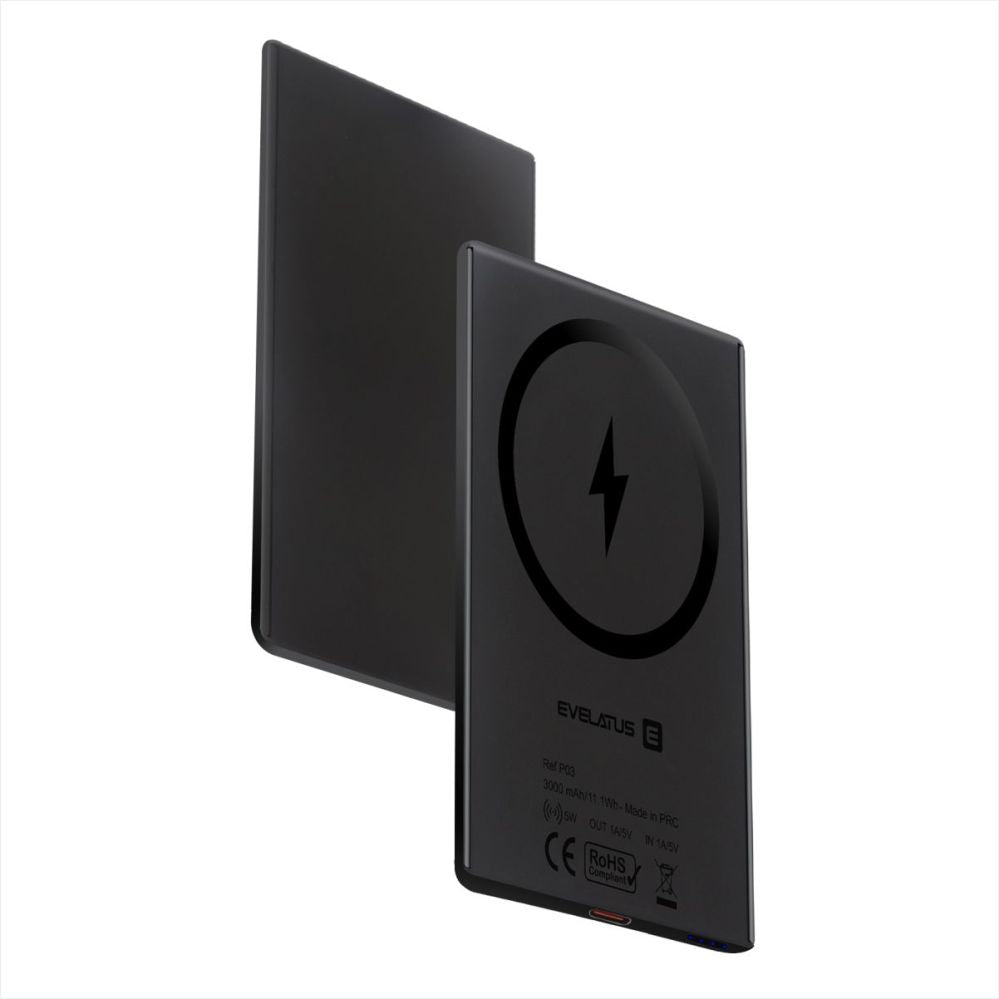 Väline aku Evelatus  Evelatus 3000mAh Power Bank Super Slim With Wireless charging EVEP03PBSSB Black