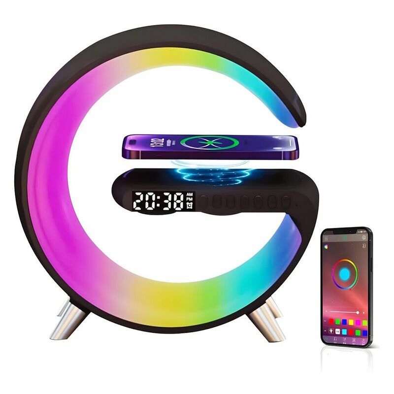 Беспроводное зарядное устройство Elight  G1 15W Wireless charger Desk Alarm Clock Atmosphere Night Lamp with Bluetooth Speker Black