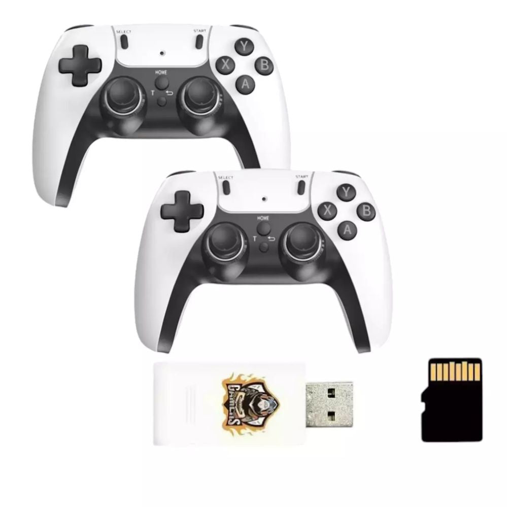 Mängukonsoolid GameBox  HY01 64bit Retro 20K Game 4K Hdmi stick console / Android Box x2 wireless controllers White
