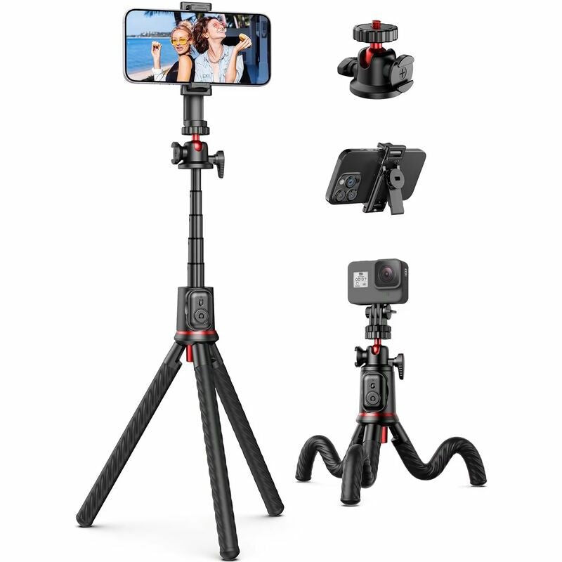 Selfie stick Elight  C03 Octopus flexi tripod stand 55cm with Smartphone / LED Ring / 3/4 screw fix Shutter button