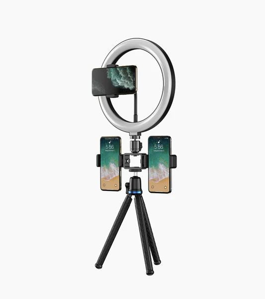 Selfie pulk Elight  O1 Flexi tripod stand 30cm + 10'' LED Ring with cable remote & Phone / 3/4 screw fix Black