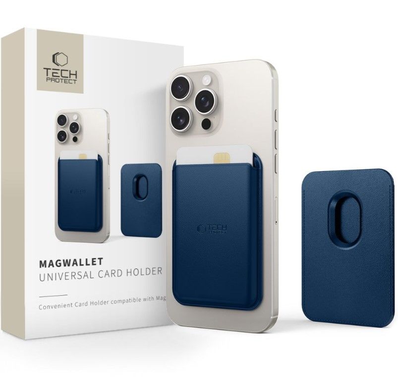 Case universal pocket Tech-Protect Universal MAGWALLET MAGSAFE UNIVERSAL MAGNETIC CARD HOLDER Navy Blue