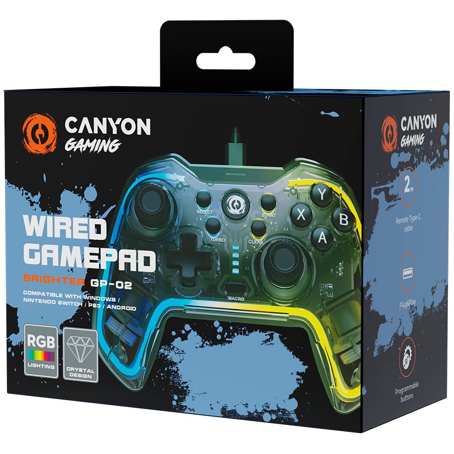 Kontroller Canyon  gamepad Brighter GP-02 Wired Crystal Transparent
