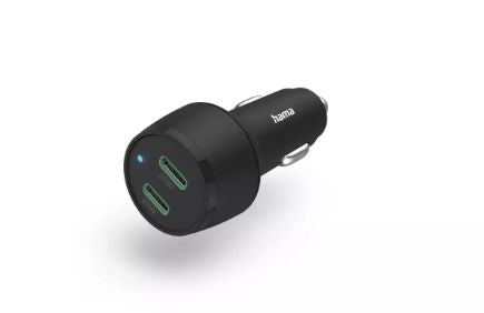 Авто зарядка Hama  Fast charging Auto PD/QC 45W (2X USB-C) Black