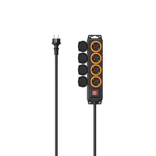 Переходник Hama  OUTDOOR IP44 SWITCH 4 GN 4 m power strip Black
