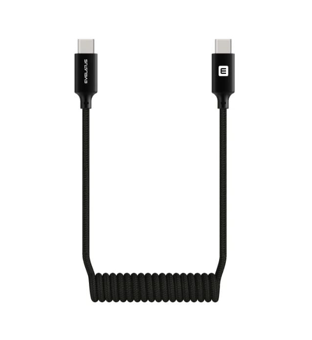 Cable Evelatus  AutoSpring Coiled Cable USB C to  USB C connector 1.2M Black