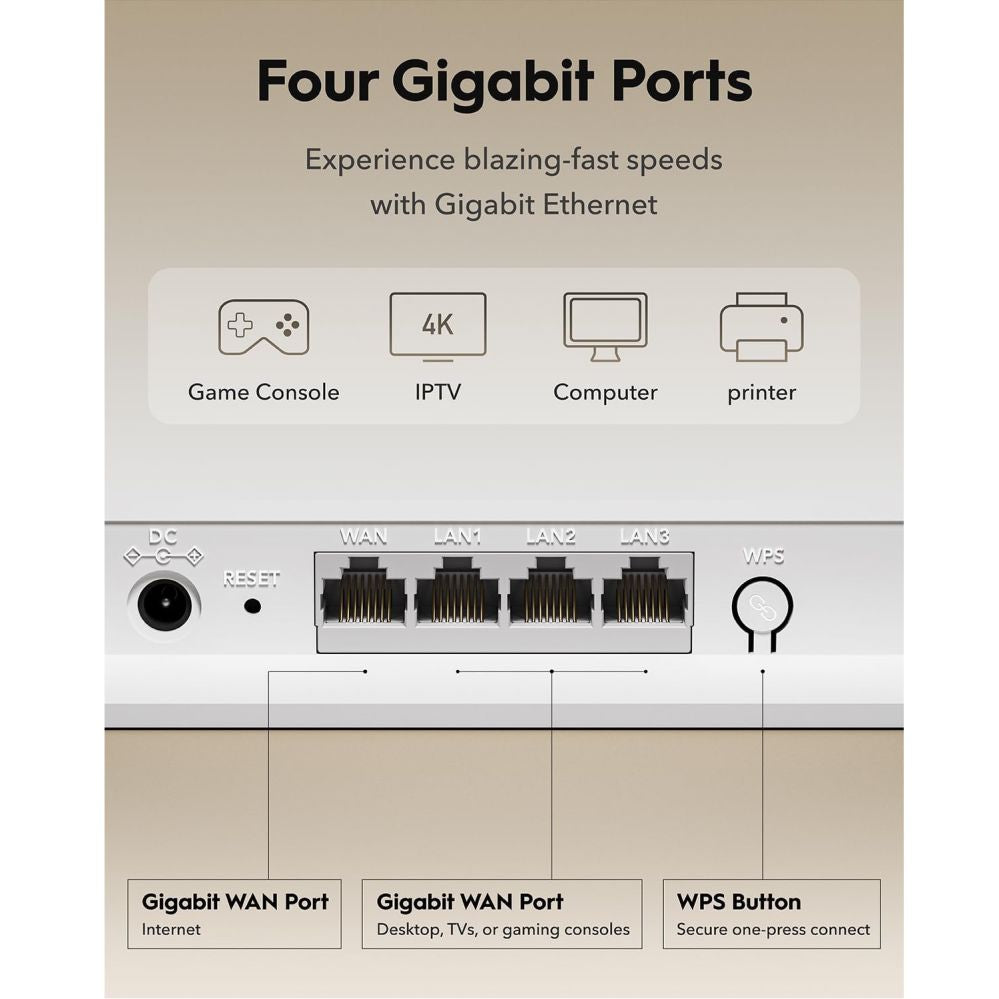 Ruuterid Cudy  WR3600E BE3600 HyperLink WiFi 7 Router Dual Band Gigabit Ports 4x5dBi VPN MLO WPA3 Black