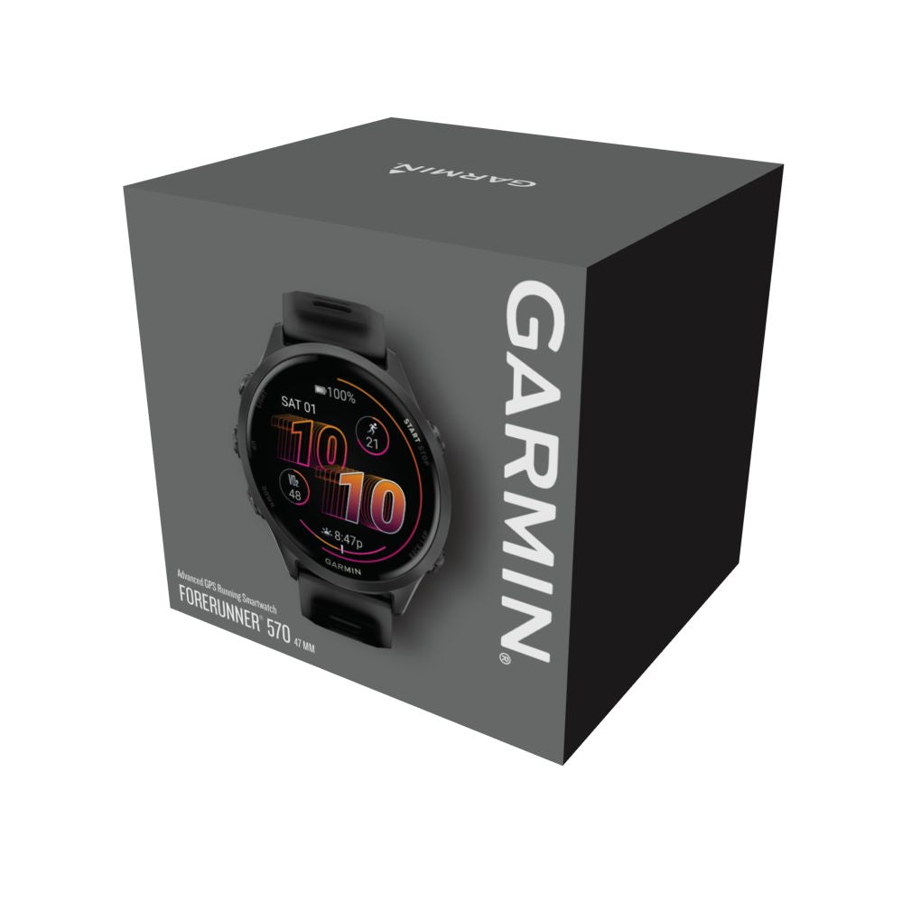 Умные часы Garmin  FORERUNNER 570 - 47mm, Slate Grey Aluminium with Translucent Black/Black Band