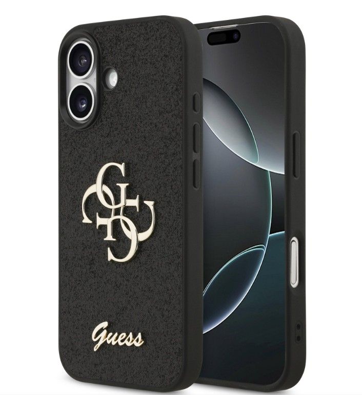 Чехол на заднюю панель Guess Apple iPhone 17 PU Fixed Glitter 4G Metal Logo Case Black