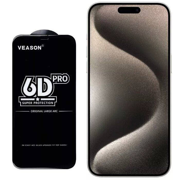 Защитное стекло iLike - iPhone 15 Pro Max 6D Full face Glue 9H Tempered glass with Black frame