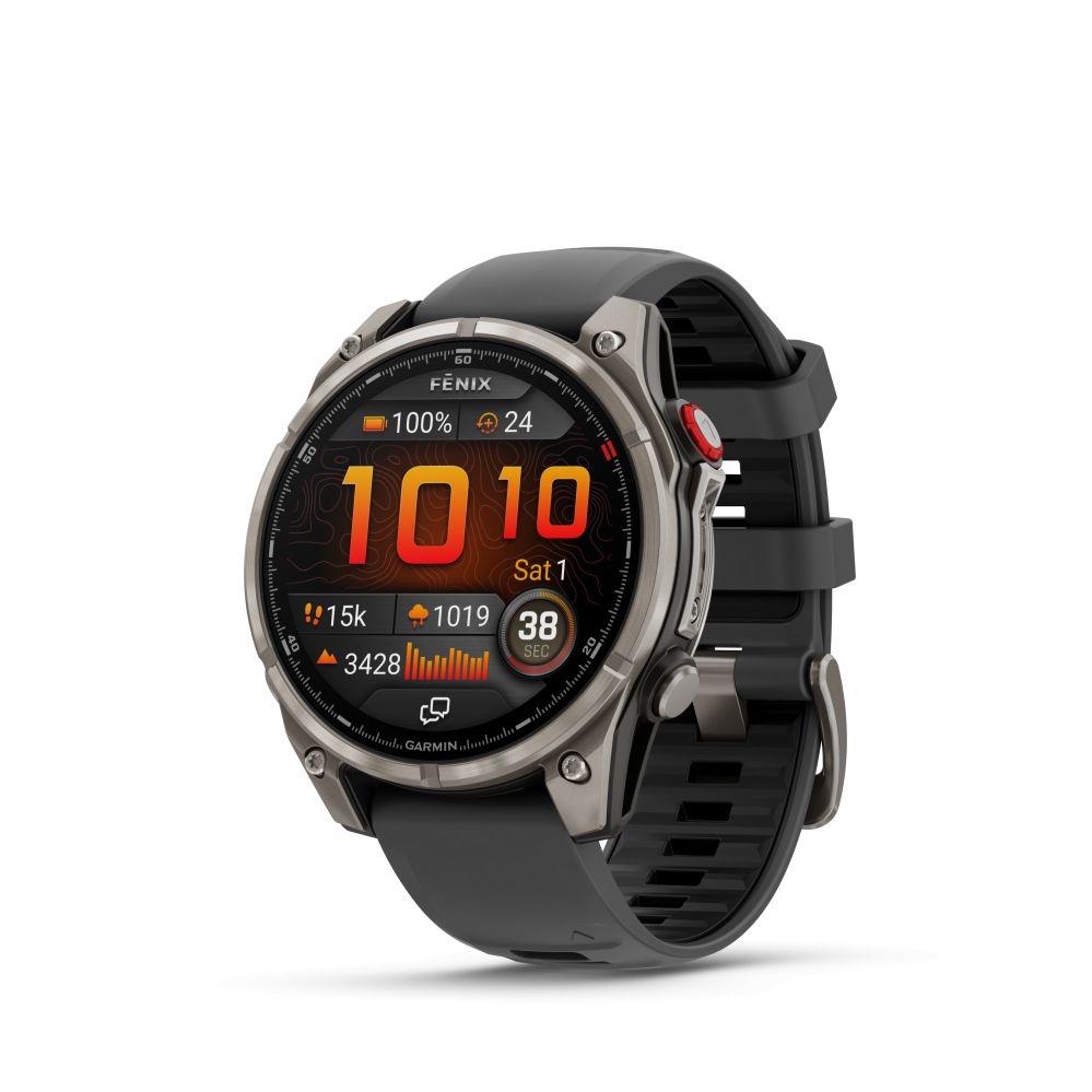 Nutikell Garmin  Fenix 8 Pro – 47 mm, AMOLED, Sapphire, Titanium with Graphite/black silicone band sport watch