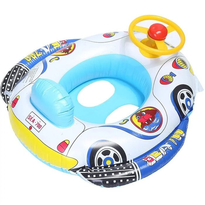 Другой товар IVY  Inflatable Baby Float Seat 62×44×25cm Car Design with Steering Wheel Toddler Water Buoy Multicolor