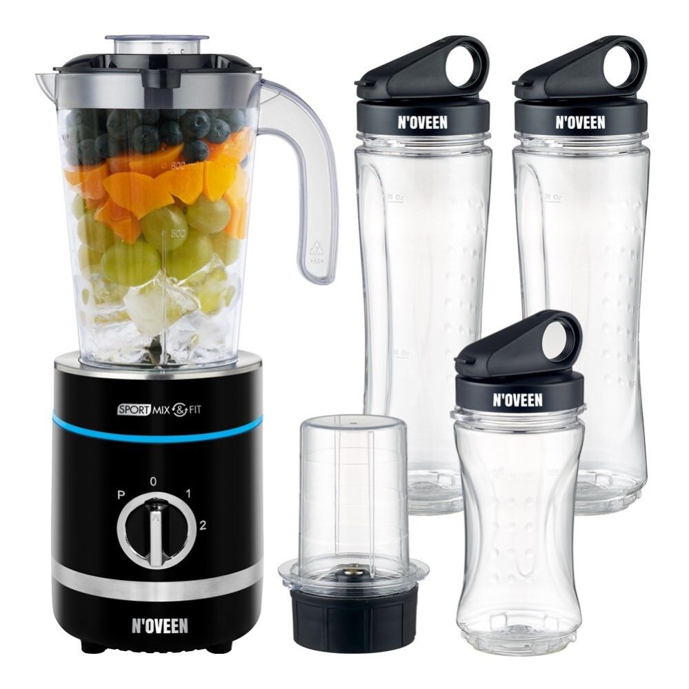 Измельчители Noveen  Noveen SB2000 Sport Blender 500W 6 Blades + Pulse + Grinder 2x600ml + 300ml Bottles BPA-Free Black