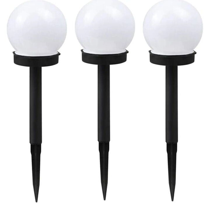 LED pirn Elight  Garden Solar Globe Light Set 3pcs 10cm Cold White LED with Dusk Sensor Waterproof Black