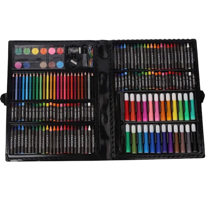 Toys iLike  168pcs Art Set Drawing & Painting Kit with Markers Crayons Pencils Watercolors Storage Case