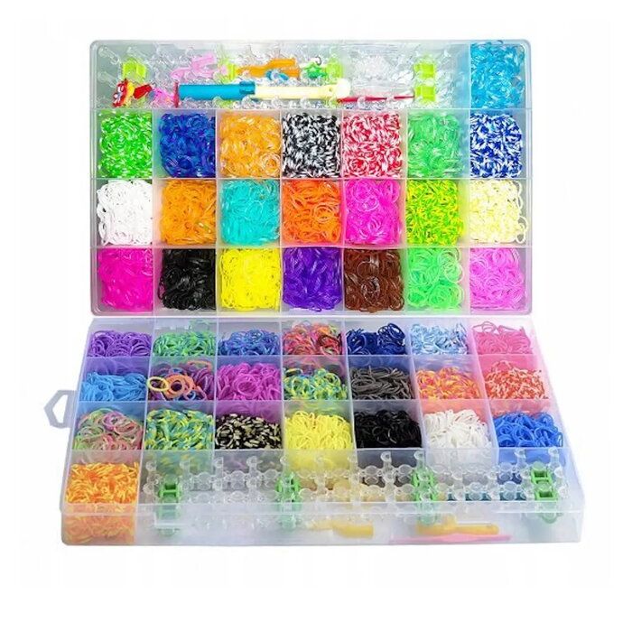 игрушки Kiddyz  4400pcs Bracelet Making Kit Rubber Bands Hooks Clips & Charms Organized Storage Box Multicolor